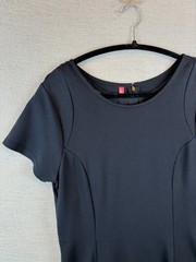 Ruby Ribbon Short Sleeve Black Slimming Lined Shapewear LBK Dress Size L