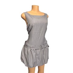 Bar lll Gray Sleeveless Drop Waist Bubble Hem Mini Dress with Belt Size Medium