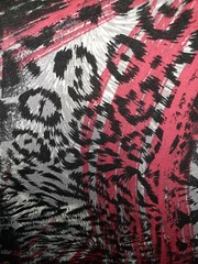 ANTTHONY Size XL Maxi Dress Black Red Grey Animal Print Sleeveless Stretch Knit