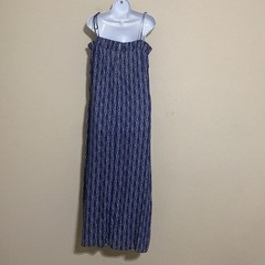 Dress to Blue Patterned women L maxi pull on casual vacation beach resort boho