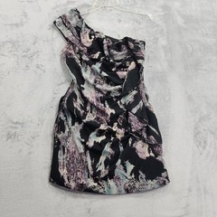 NEW American Rag Dress Womens M Black Animal Print One Shoulder Ruched Ruffle