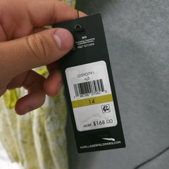 Karl Lagerfeld Square Neck Maxi Dress Rope Belt Floral Green Womens 14 NWT