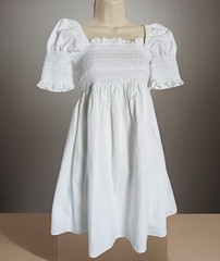 Tory Burch White Smocked Short Cotton Dress XS CRISP EUC!!! Summer-Beach-Cool