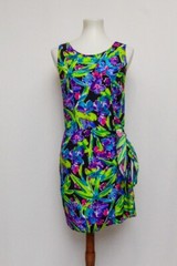 Vintage My Michelle womens wrap dress green floral S 90s