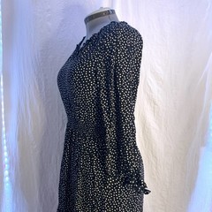 Talbots Black White Dot Midi Dress, Size M Dark Academia Dark Feminine Romantic