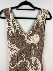 Phase Eight Brown Cream Size 10 Tapework Midi Occasion Dress Sleeveless Summer