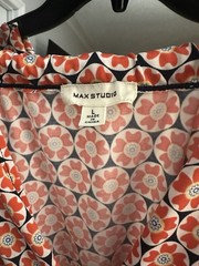 Max Studio Orange/Blue/White Sleeveless Round Neck Floral Knit Fit & Flare L