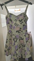 Miss Selfridge Princess Floral Cream Violet Pink Ruched Dress Bows On Back UK 8