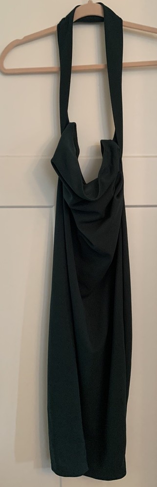 SHEIN Green Cowl Neck Halter Midi Dress XS Ruched Bodycon Cocktail Party