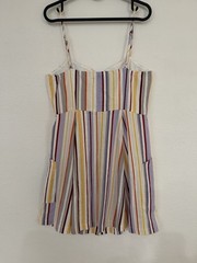 Lush Striped Linen Rayon A-Line Dress Sleeveless Button Short M