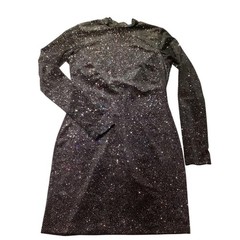 Evolutionary Mid Dress Black Sparkle Ribbed Size Med Poly Spandex Blend NWT