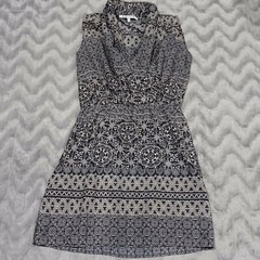 Collective Concepts Womens Size M Black Gray Tan Low Cut Sleeveless Dress
