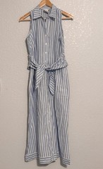 Finley Light Blue and White Striped Sleeveless Midi Shirt Dress Size XS