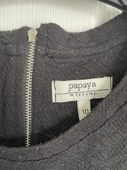 Ladies Black PAPAYA WEEKEND Long Sleeve Textured Short Dress/Tunic Size 10