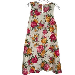 Cynthia Rowley Floral Bloomcore A-line Mini Dress 100% Linen Pockets Size Small
