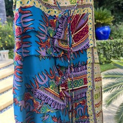 EUC Vintage Nicole Miller Studio Multicolored Silk Pleated Sundress Dress 10