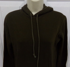 PARADOX Womens Size Medium Green Rib-Knit Hoodie Long Dress Made in Israel