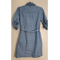 Speed Limit Cotton Chambray Button Shirt Dress Women&rsquo;s Small Belted Pockets
