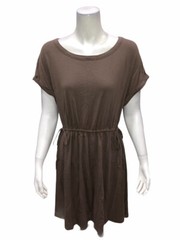 AnyBody Loungewear Womens Cozy Knit Cinched Waist Dress Smokey Taupe Medium Size
