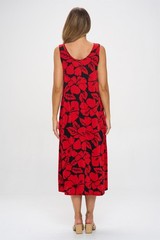 JOSTAR Slinky LONG TANK DRESS Stretch Poly Spandex Black Red W432 S M L XL 2X 3X