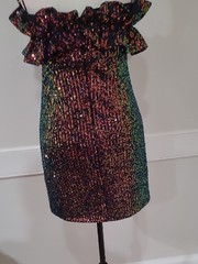 Thirty Thirty LA Multicolor Sequin Strapless Mini Dress with Ruffles – Size L Jr