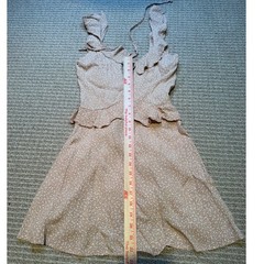 Flynn Skye Mini Dress Ruffle Tie Front Beige Polka Dot Boho Flowy Size M USA