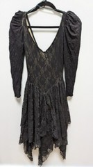 (3/4) TD4 Black Lace Asymmetrical Hem Cocktail Dress