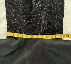 Jolene Size 2 Short A-Line Black Prom Party Dress Flared Tiered Sequin Open Back