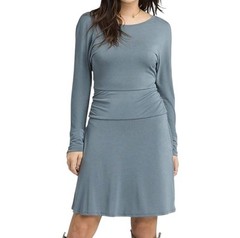 Prana Dress Simone Size L Fit & Flare Sustainable Breathable Weathered Blue NWT