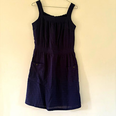 Universal Thread Women&rsquo;s Blue Solid 100% Cotton Square Neck Lined dress S