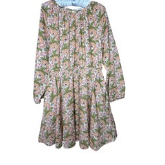 J.Crew Liberty Fabric Poppy Floral Smocked Waist Dress Pink Orange Green