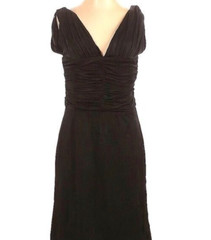 MARIA BIANCA NERO size S black ruffle V-neck dress in Excellent condition