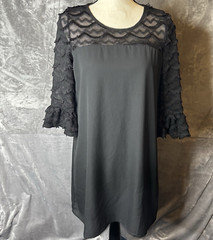 Pink Owl Dress Womens Medium Black Contrast Lace Keyhole Tie Cocktail Short