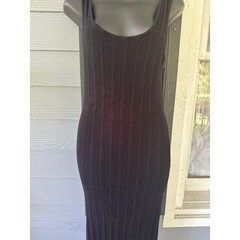 Asos Tall Black Ribbed Midi Stretch Tank Dress