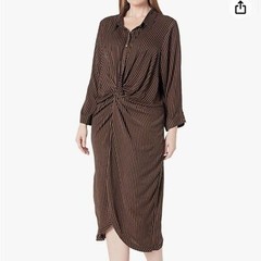 City Chic Black and Brown Striped Button Front Dress Size 18