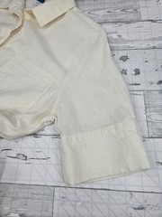 Old Navy Short Sleeve Linen Blend Shirt Dress Pockets Creme Womens Medium