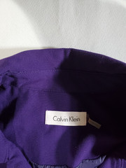 Calvin Klein Dress doubled breasted Size 6 Purple Belted Pockets Lined *FLAW