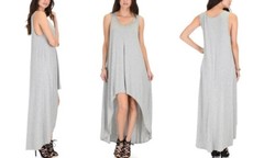 NEW LYSS LOO ROCK & READY SLEEVELESS HI-LOW MAXI DRESS GRAY SZ M USA MADE