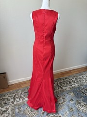 New York & Company Red Chiffon V-Neck Gown Maxi Dress S