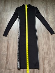 Women’s Black Michael Kors Long Sleeve Ribbed Midi BodyconDress Size XXS
