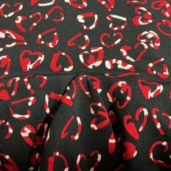 Lily Women’s Black Red Hearts 3/4 Sleeve Fit & Flare Knee Length Dress Medium