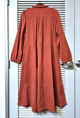 rust gauze collar tiered maxi long dress M