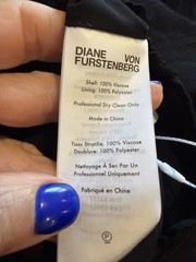 Diane Von Furstenberg DvF wrap effect Crepon chiffon Dress Black Gothcore Midi 8
