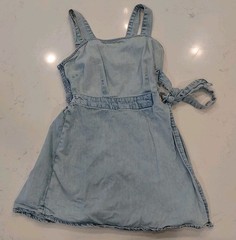Y2K Sincerely Jules Denim Skort Jumpsuit XS Chambray Smocked Waist Tie Boho