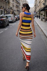 AWESOME! ❤️ZARA SLEEVELESS STRIPED MULTICOLORED LYOCELL LONG KNIT DRESS sz S