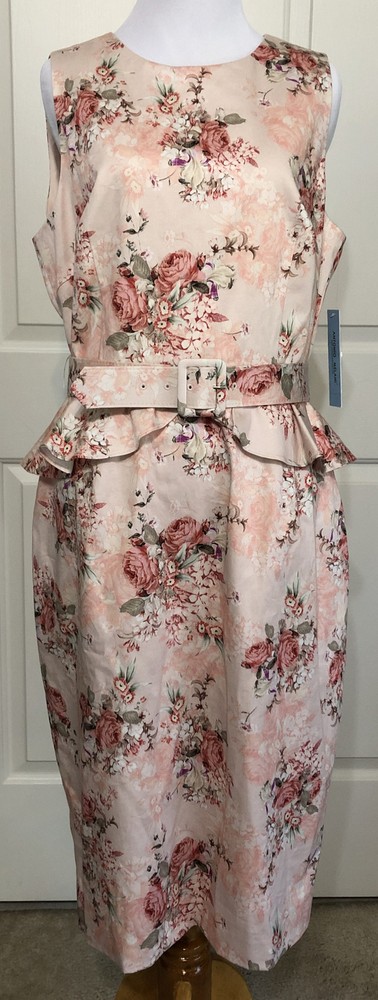 NWT Antonio Melani size 10 pink beige green sleeveless belted dress $179