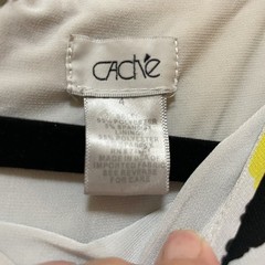VTG CACHE Black, Yellow and White Crew Neck Sleeveless Y2K Dress Sz 4