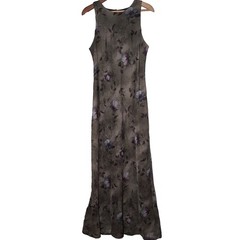 Vintage 1990s All That Jazz Slip Dress 13/14 Long Semi Sheer Sleeveless Floral