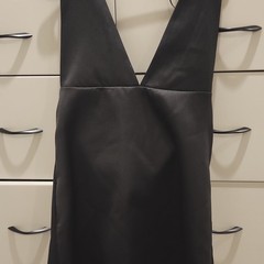 ZARA Black Satin V-Neck Sleeveless Bow Party/Cocktail Size L