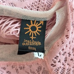 Jean Paul Gaultier Y2K Soleil Lace Mesh Bodycon Mini Dress L Pink Floral Italy